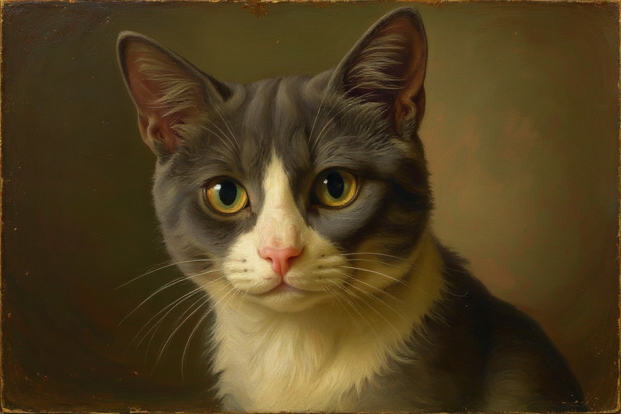 Old master oil pet portrait