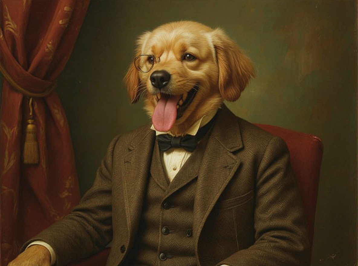 Victorian gentleman pet portrait