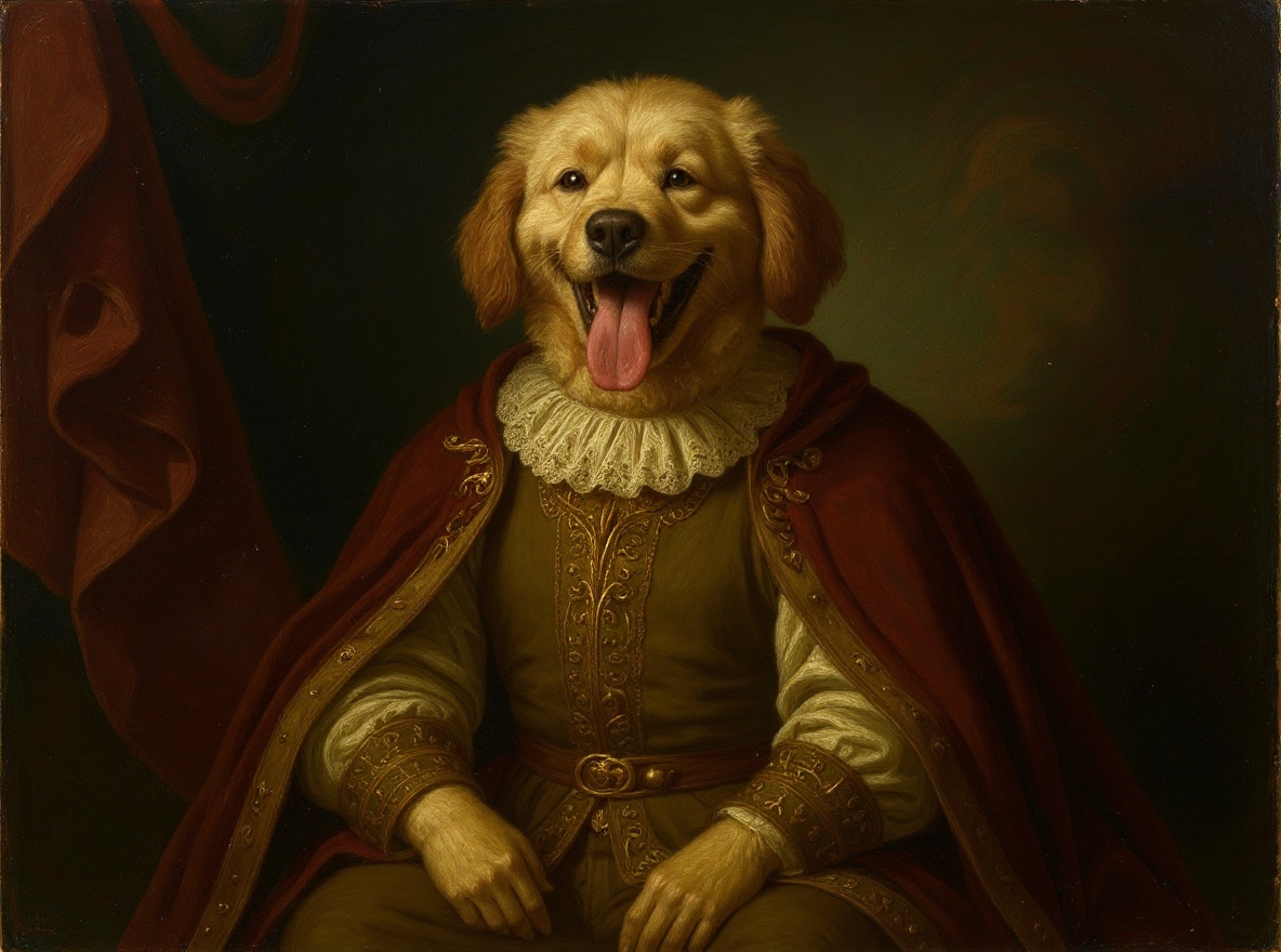 AI Renaissance royal oil-painting portrait of a pet